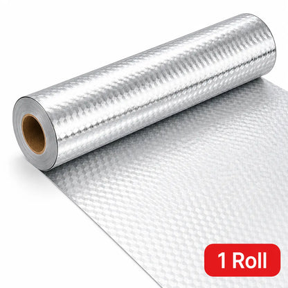 Self-Adhesive Aluminum Foil Kitchen Backsplash Wallpaper, 15.7 X 118 Inch Oil-Proof Waterproof Peel and Stick Countertop Cabinet Drawer Liner, Heat Resistant Easy Clean Silver Contact Paper