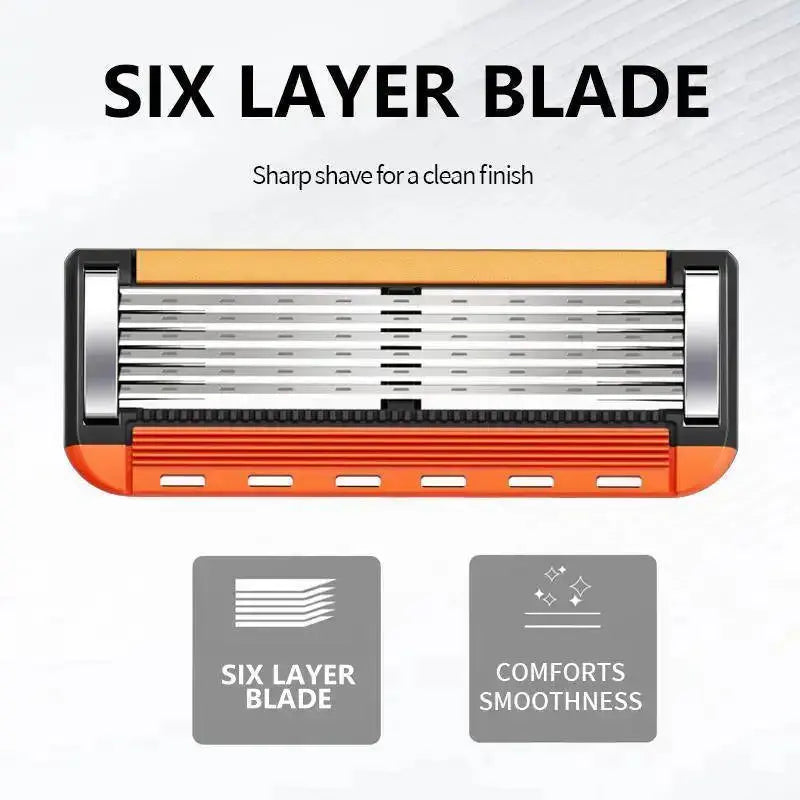 6-Layer Razor Kit for Men & Women, Includes 24/48 Sharp Replacement Blades & 1 Handle. Comfortable & Smooth for Daily Shaving, Ideal for Head Shaving and Bikini Trimming.