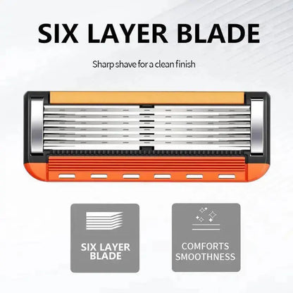 6-Layer Razor Kit for Men & Women, Includes 24/48 Sharp Replacement Blades & 1 Handle. Comfortable & Smooth for Daily Shaving, Ideal for Head Shaving and Bikini Trimming.
