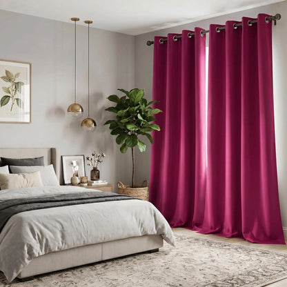 2-Panel 52"X84" Solid Full Blackout Grommet Curtains, Light-Blocking Window Drapes for Home Decoration, Model FT2599 QF222, Blackout Curtains