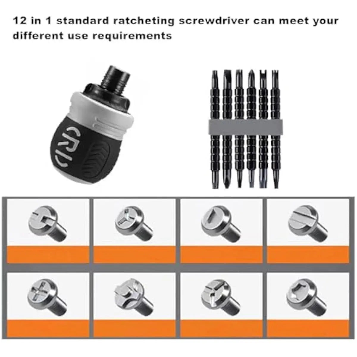 Short Ratcheting Screwdriver Set,12-In-1 Multi-Bit Stubby Screw Driver Set CR-V Hardened Hard Dual-Purpose Screwdriver Head Telescopic Dual-Purpose Screwdriver Cross Slotted Screwdriver Head Screwdriver Powerful Magnetic Multi-Function