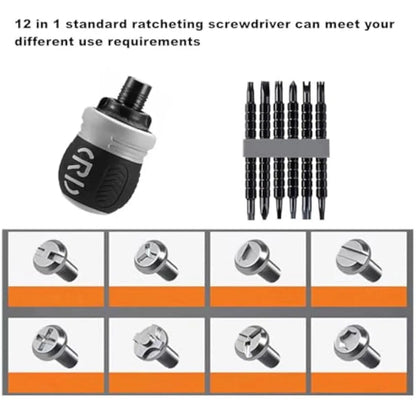 Short Ratcheting Screwdriver Set,12-In-1 Multi-Bit Stubby Screw Driver Set CR-V Hardened Hard Dual-Purpose Screwdriver Head Telescopic Dual-Purpose Screwdriver Cross Slotted Screwdriver Head Screwdriver Powerful Magnetic Multi-Function