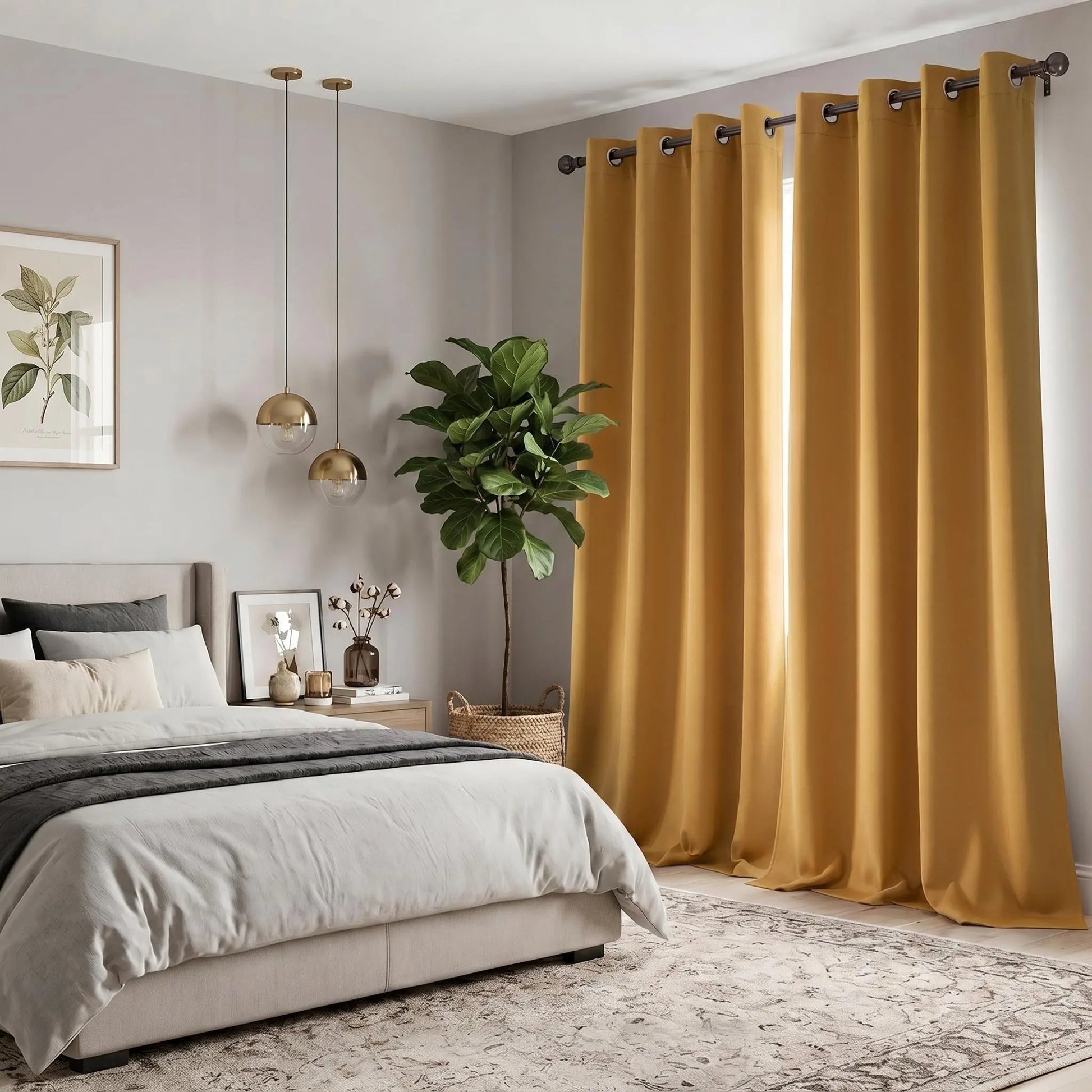 2-Panel 52"X84" Solid Full Blackout Grommet Curtains, Light-Blocking Window Drapes for Home Decoration, Model FT2599 QF222, Blackout Curtains