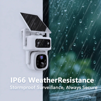 4G LTE Solar Cellular Security Camera Outdoor Wireless, Lifetime Free Data&No Monthly Fee, No Wifi, 360° PTZ, 2K Night Vision, Human Tracking, PIR, 2-Way Audio, 32GB TF Card, IP66 Waterproof
