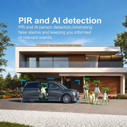4G LTE Solar Cellular Security Camera Outdoor Wireless, Lifetime Free Data&No Monthly Fee, No Wifi, 360° PTZ, 2K Night Vision, Human Tracking, PIR, 2-Way Audio, 32GB TF Card, IP66 Waterproof