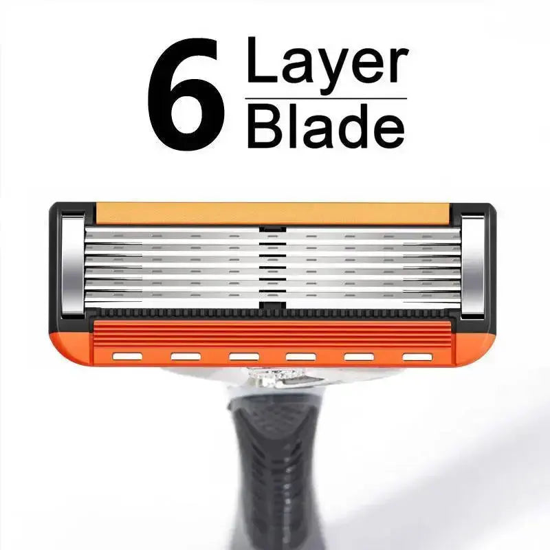 6-Layer Razor Kit for Men & Women, Includes 24/48 Sharp Replacement Blades & 1 Handle. Comfortable & Smooth for Daily Shaving, Ideal for Head Shaving and Bikini Trimming.