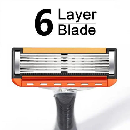 6-Layer Razor Kit for Men & Women, Includes 24/48 Sharp Replacement Blades & 1 Handle. Comfortable & Smooth for Daily Shaving, Ideal for Head Shaving and Bikini Trimming.