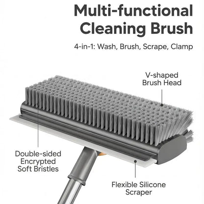 S 3-In-1 Telescopic Floor Brush & Squeegee: Effortless Grout & Tile Cleaning for Bathroom, Garage, and Decks - No More Bending Over!