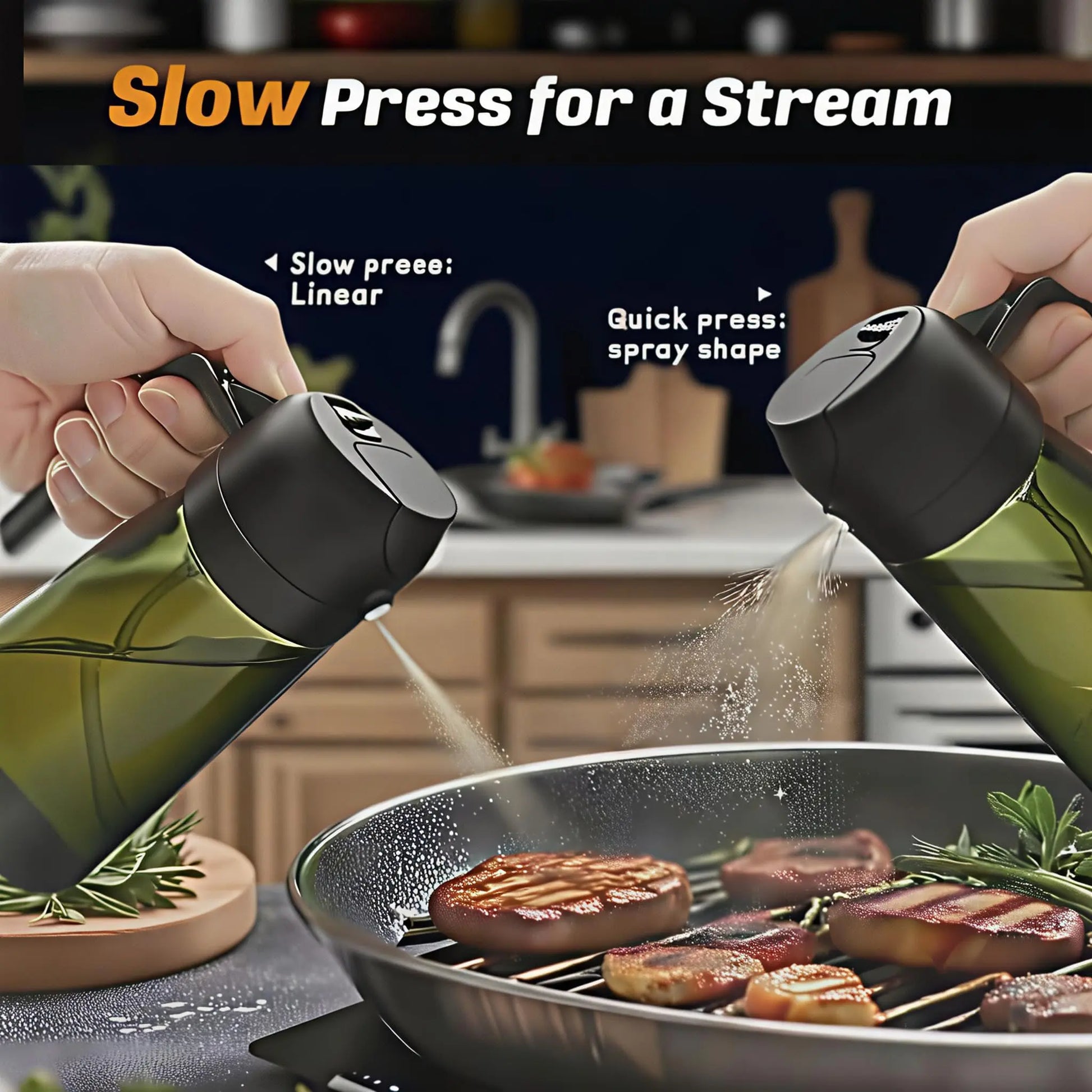 2 Count 16Oz/470Ml Glass Olive Oil Spray for Cooking, 2 in 1 Oil Dispenser for Kitchen Spray and Pour, Premium Light-Blocking Oil Bottle, Food-Grade Spray Bottle, for Salad, Air Fryer