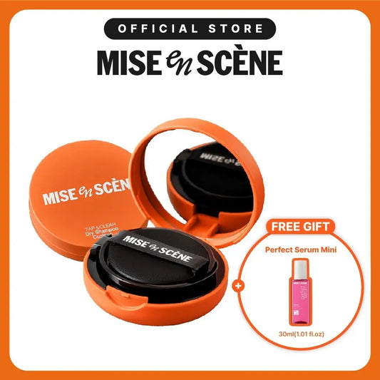 [NEW] Tap and Clear Dry Shampoo Cushion | Mise En Scène | No White Cast, No Residue | Liquid to Powder | for All Hair Types & Colors | Wet Powder with Puff | Non Aerosol, Non Toxic