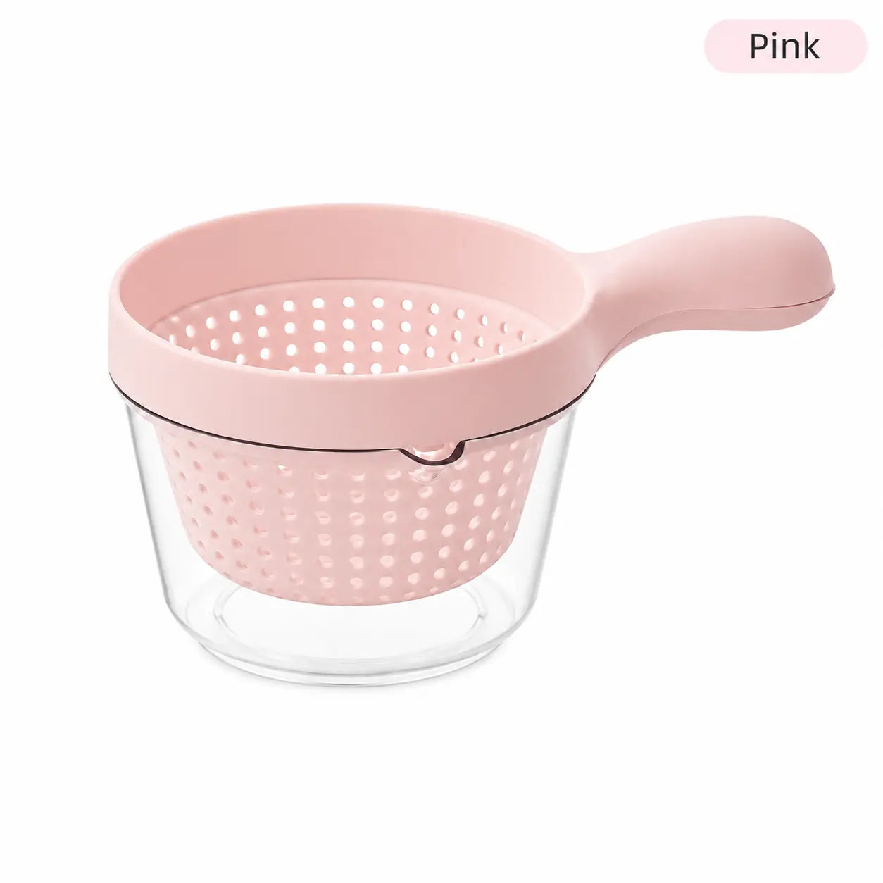 Double-Layer Fruit Drainer Basket with Handle, Macaron Colander Bowl with Transparent Water Container, One-Handed Washing Strainer for Fruits, Vegetables, Berries, Snacks, Kitchen Sink Storage Bowl