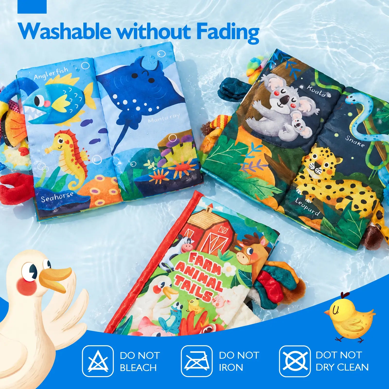 Hahaland Jungly Tails / Farm / Ocean Baby Books 0-6 Months,Infant Tummy Time Toy Sensory Learning Toys 6 to 12 Months, Touch and Feel Cloth Book for 0-3 Month Boy Girl,Baby Shower Birthday Easter Basket Stuffers Gifts