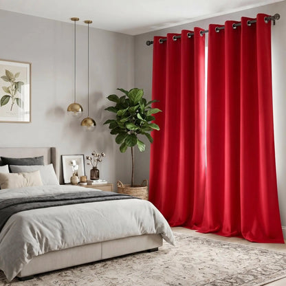 2-Panel 52"X84" Solid Full Blackout Grommet Curtains, Light-Blocking Window Drapes for Home Decoration, Model FT2599 QF222, Blackout Curtains