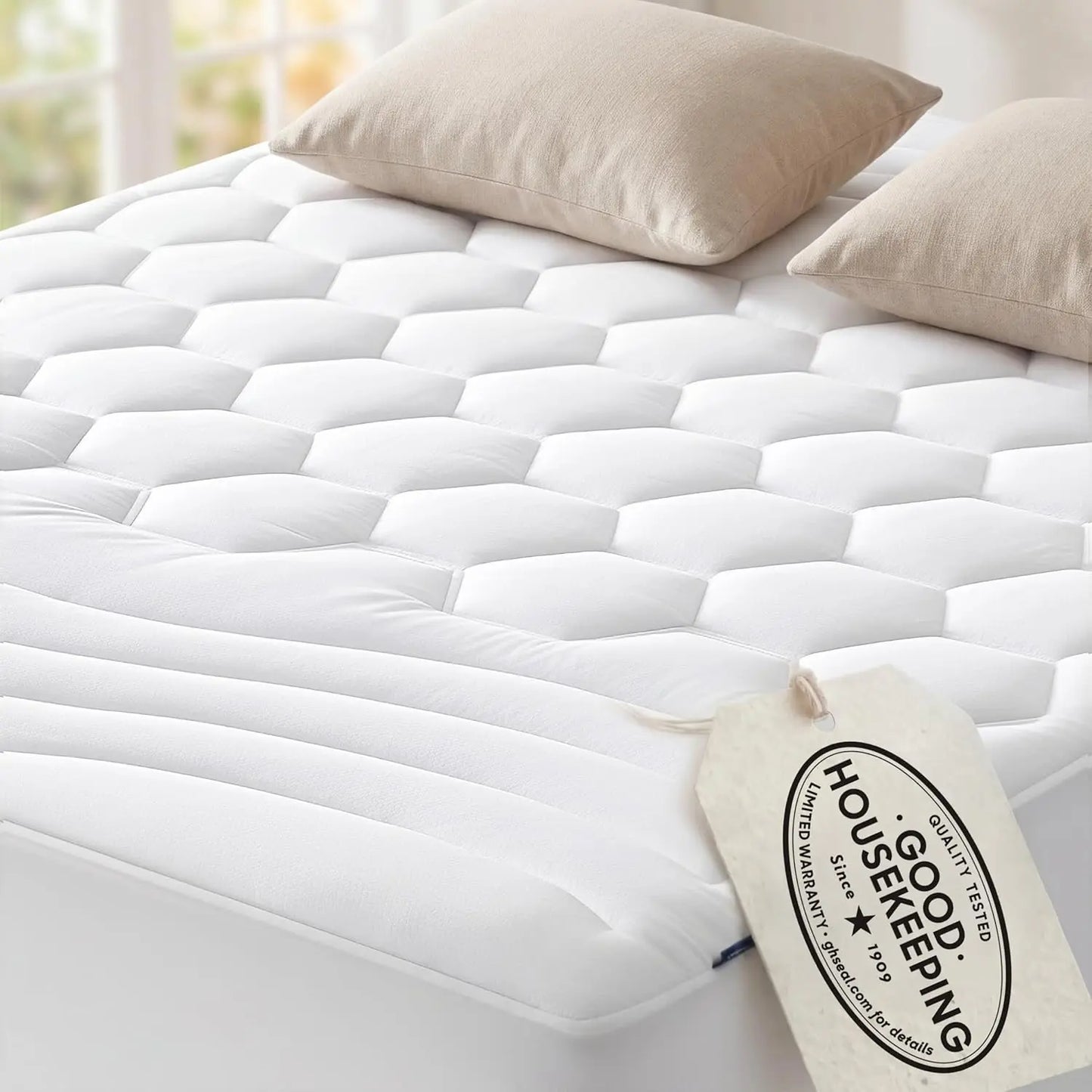 【Deals for You Days】Bedsure Mattress Pad - Quilted Fitted Mattress Topper Protector with 8-21 Inches Deep Pocket, Noiseless Breathable Bed Cover Padded, Machine Washable