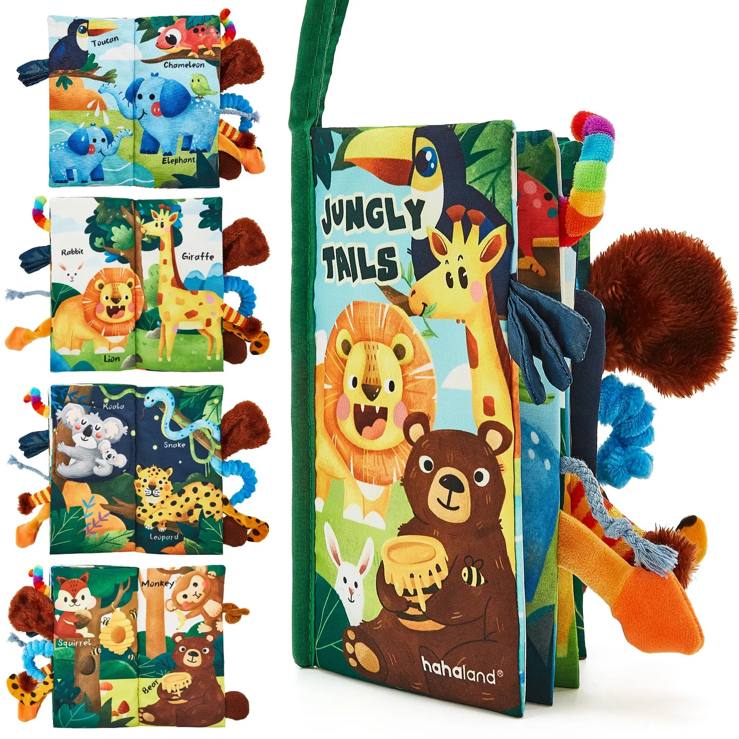 Hahaland Jungly Tails / Farm / Ocean Baby Books 0-6 Months,Infant Tummy Time Toy Sensory Learning Toys 6 to 12 Months, Touch and Feel Cloth Book for 0-3 Month Boy Girl,Baby Shower Birthday Easter Basket Stuffers Gifts