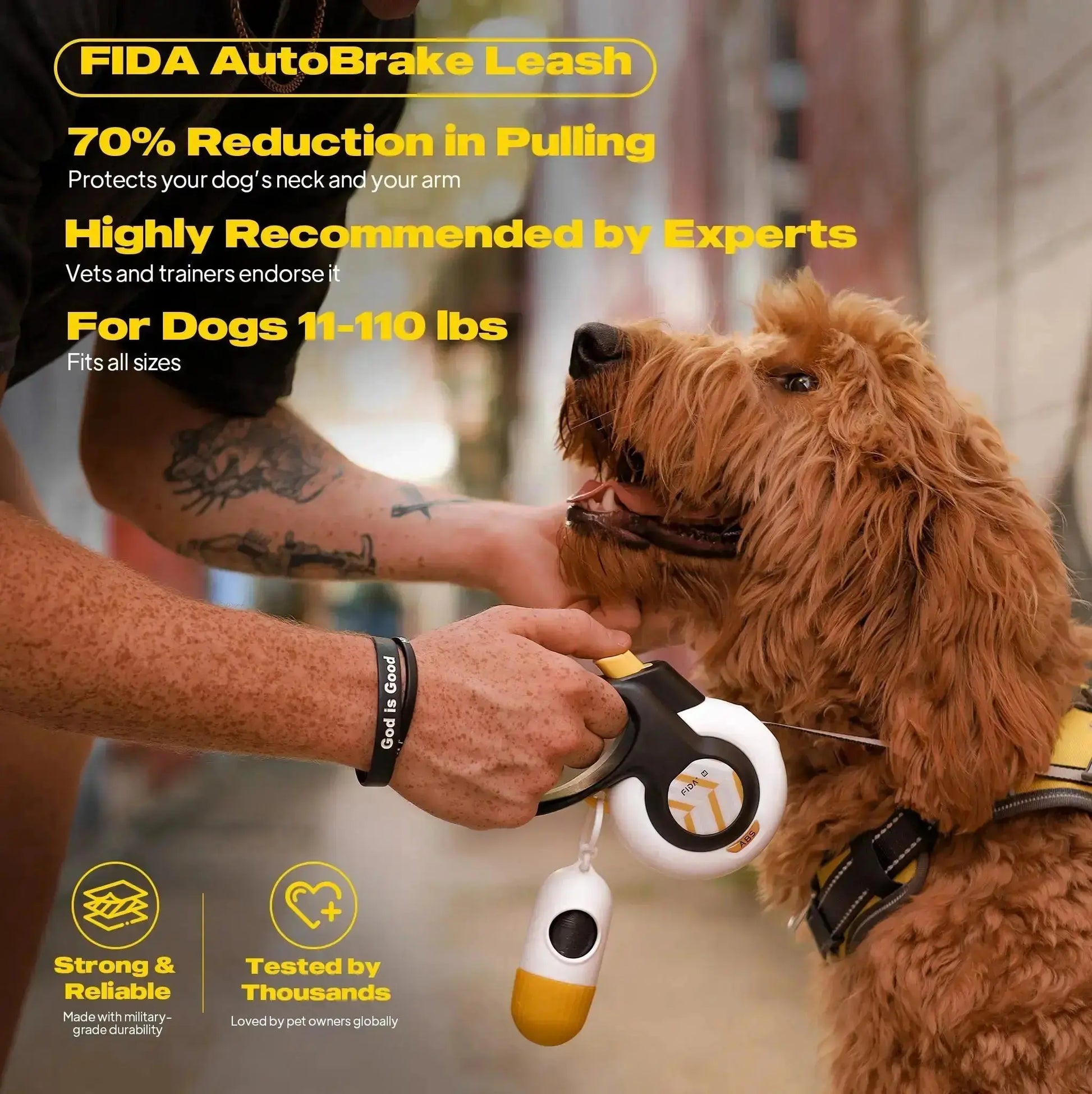 Fida Dog Leash, Autobrake Retractable Patented Design for Dog Pulling, 16 Ft Heavy Duty No Pull Pet Walking Leash for Large Medium Dogs. Tangle Free, One‑Hand Control, Soft Grip#Summervibes #Petlovers