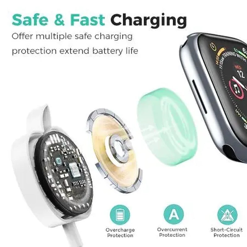 Apple-Shaped Magnetic Fast Charger for Apple Watch - Low-Key Nightstand Essential, Strong Magnetic Snap, 2.5W Stable Charging, Compatible with All Iwatch Series