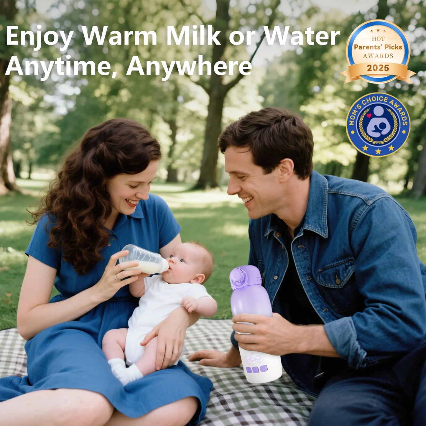 Buwheekoki Portable Milk Warmer for Travel – Fast Heating for Breast Milk & Water, 12Oz Large Capacity with 92ºf-122ºf Precise Temperature Control, 10400Mah Battery for Consistent Warmth, Perfect for Airplane, Car, Outdoor