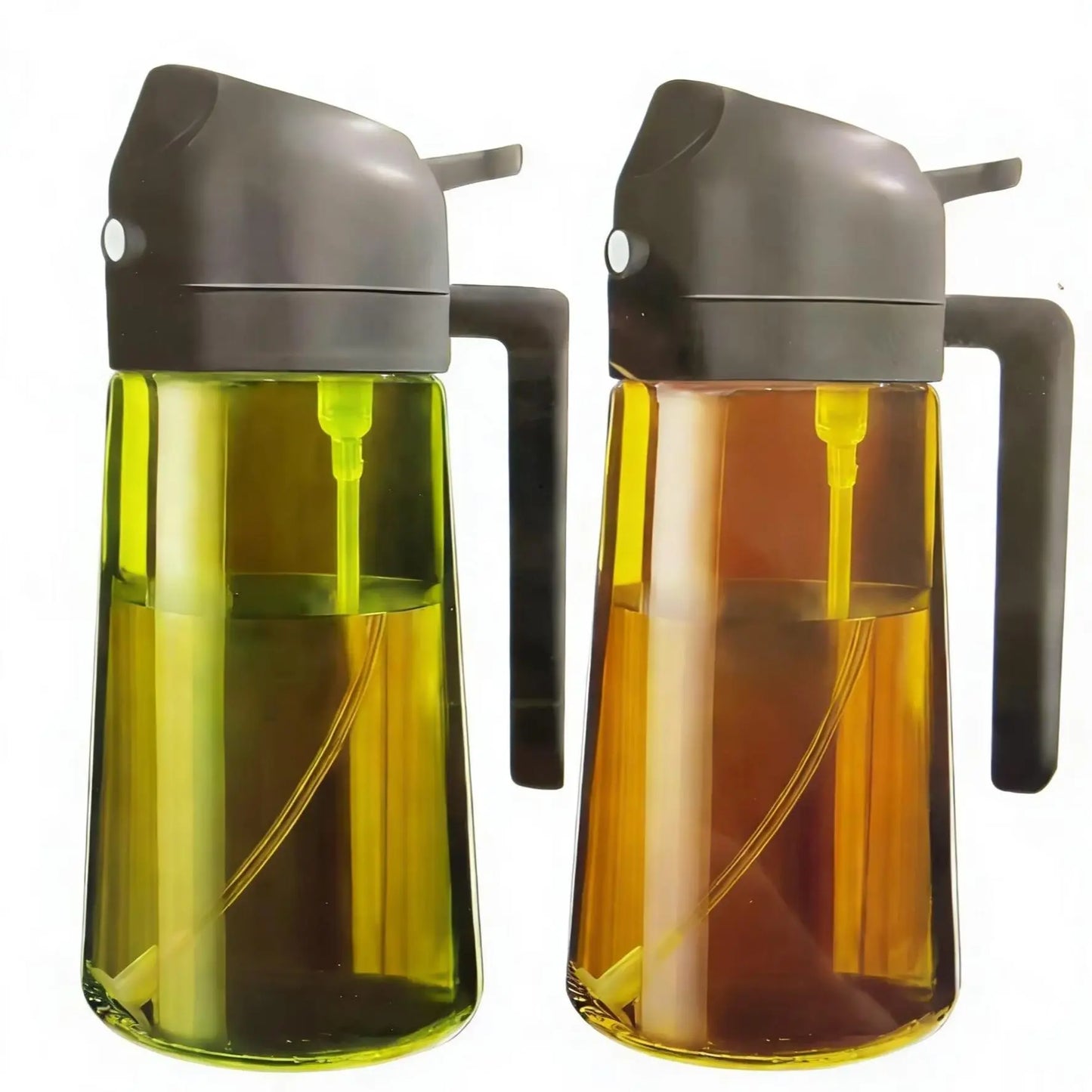 2 Count 16Oz/470Ml Glass Olive Oil Spray for Cooking, 2 in 1 Oil Dispenser for Kitchen Spray and Pour, Premium Light-Blocking Oil Bottle, Food-Grade Spray Bottle, for Salad, Air Fryer