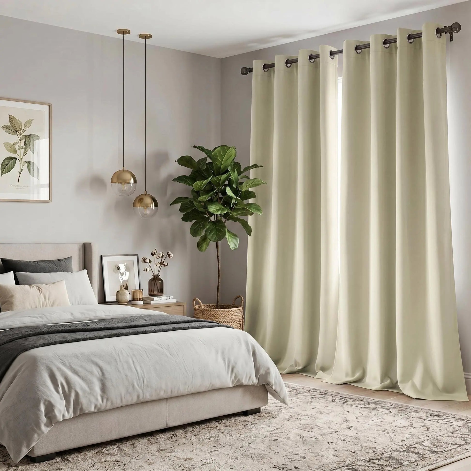 2-Panel 52"X84" Solid Full Blackout Grommet Curtains, Light-Blocking Window Drapes for Home Decoration, Model FT2599 QF222, Blackout Curtains