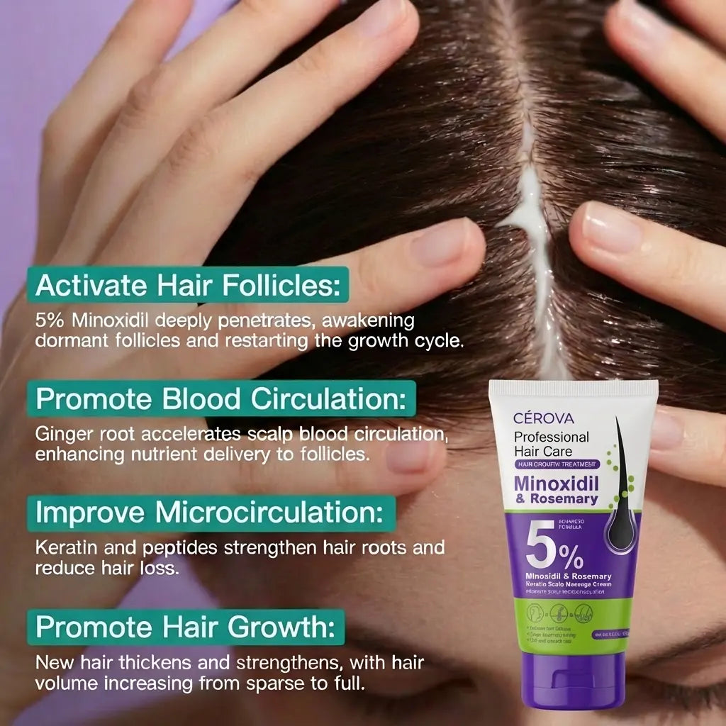 New Release CEROVA 5% Minoxidil &Rosemary Hair Growth Foam for Men & Women anti Hair Loss Treatment with Keto & Ginger Root Extract Gel