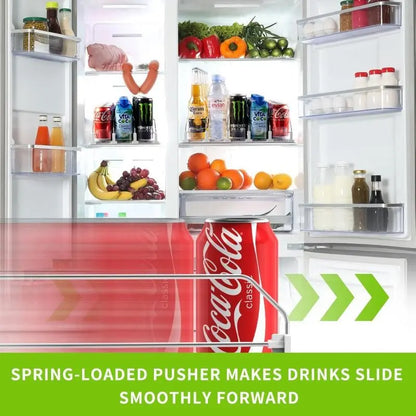 Soda Can Dispenser for Refrigerator, Self-Pushing Drink Organizer, Width Adjustable, Beer Pop Can Water Bottle Dispenser for Fridge