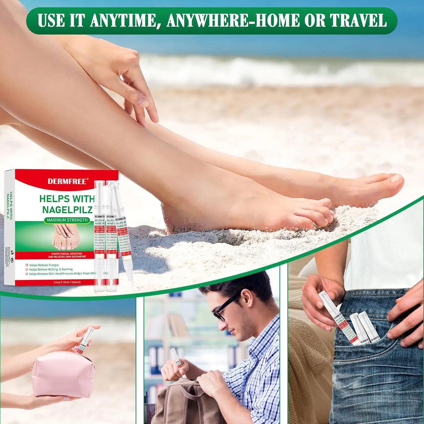 DERMFREE Antifungal Pen - Antifungal Solution for Toenail or Fingernail, Nail Care - Nail Repair Remove Fungal Problem